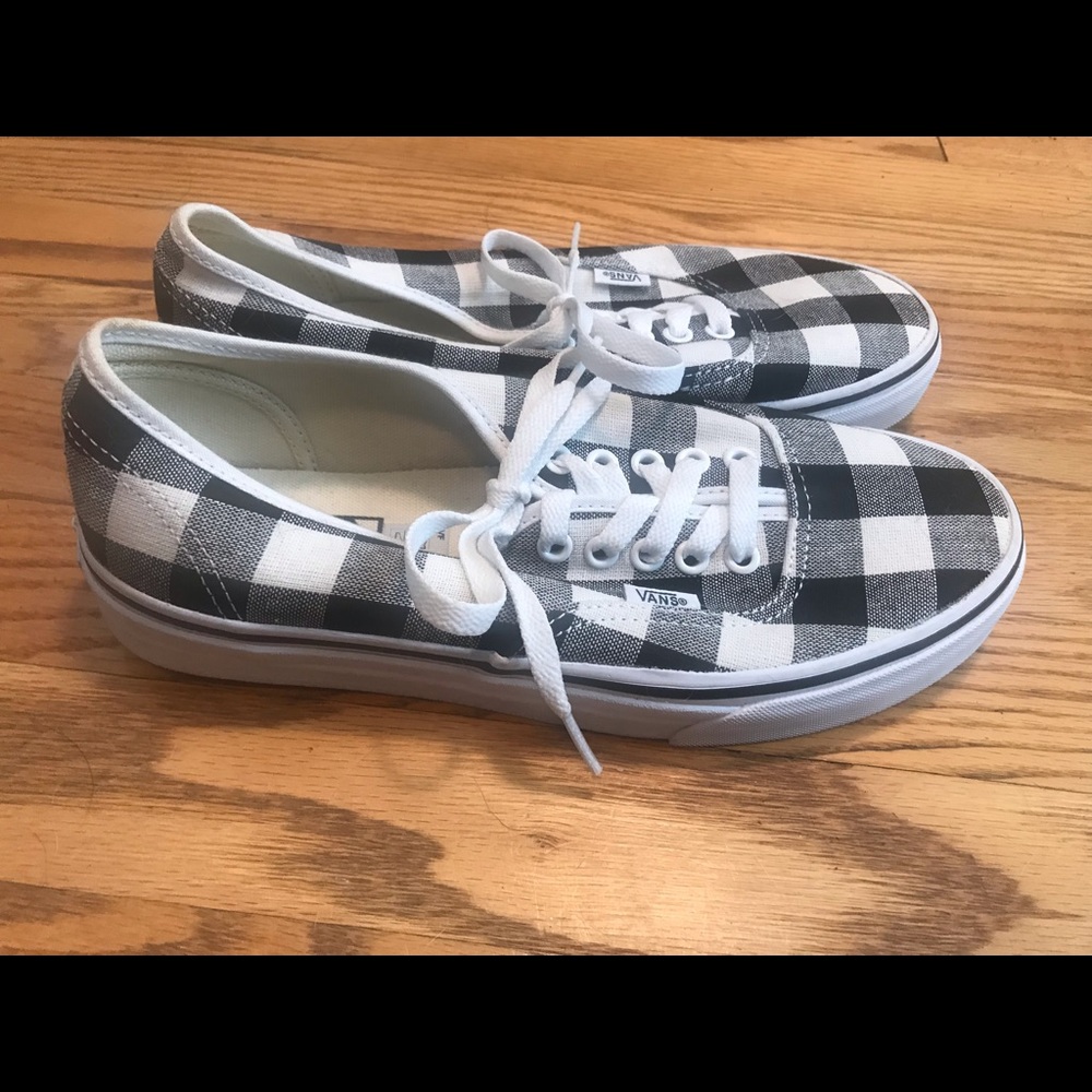Gingham Lace Up Vans Sz 8.5